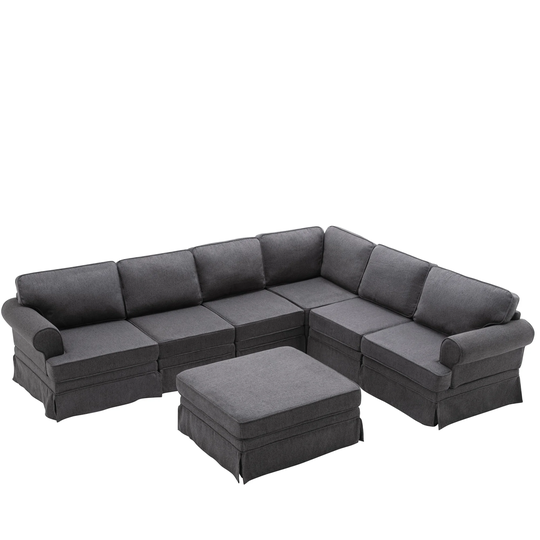Upholstered Modular Sofa Collection,Sectional Couch with removable Ottoman for Living Room, comfy high density foam cushions