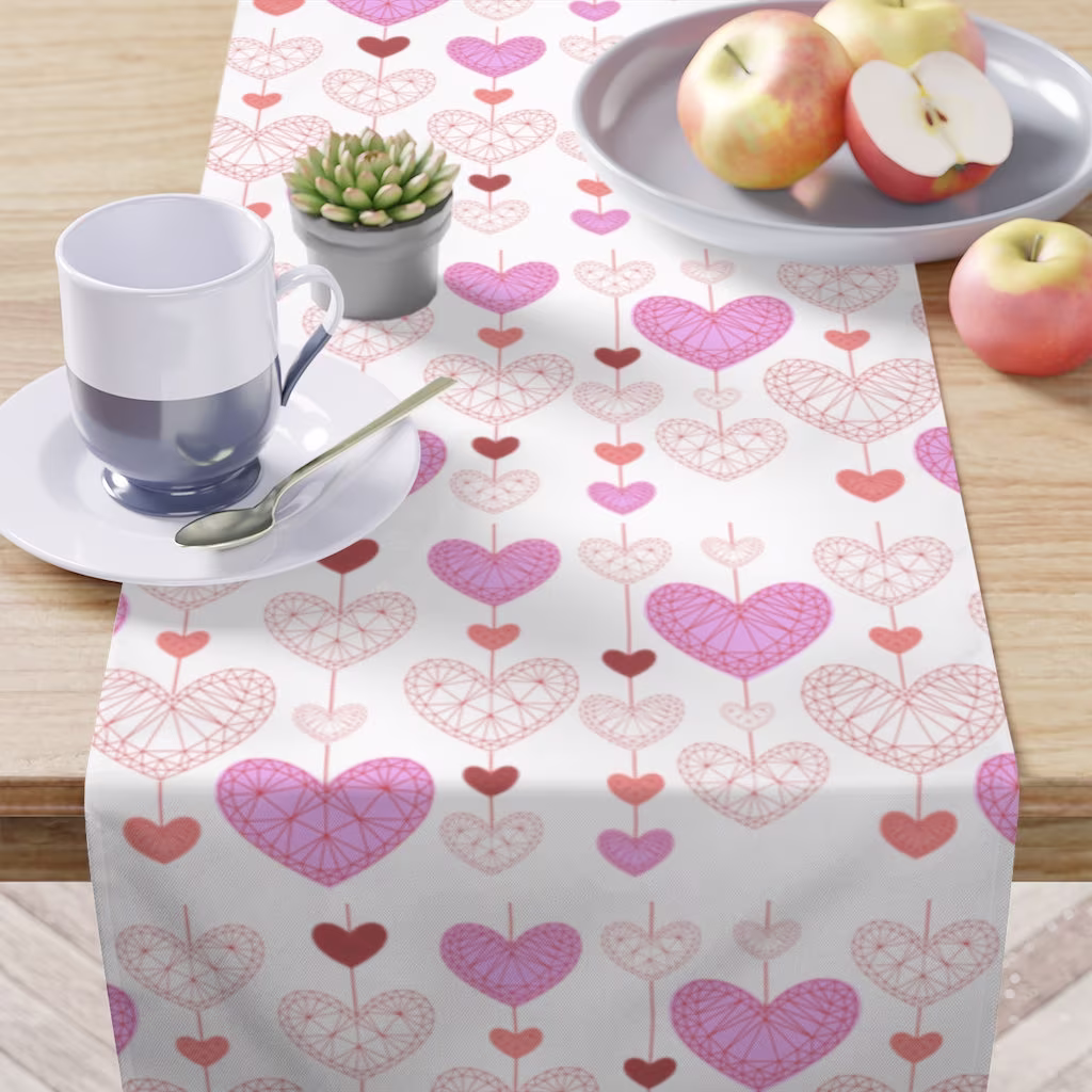 Valentines Table Runner/Heart Pink Red Day Decor