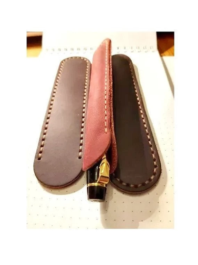 Leather Pen Case, Genuine Pencil Fountain Holder, Pouch, Dip Case