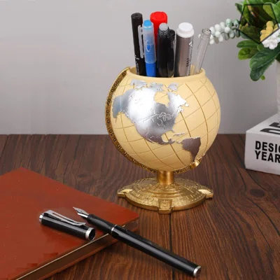 Globe Pen Holder Desk Decor Organizer Cute Cool Fun Vintage Pencil Cups Gifts For Teacher Kids Men Desk Accessories For Office Home School