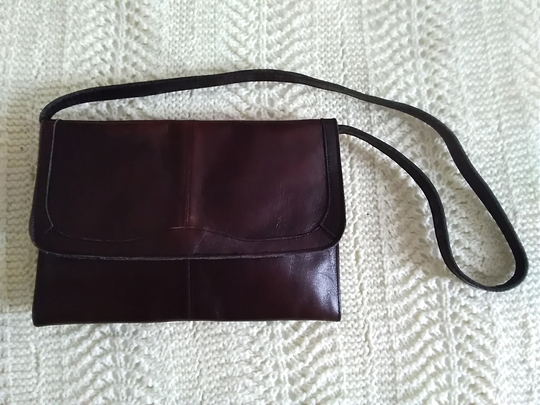 80S Thick Leather Bag Minimalist Shoulder Envelope Style Pop-Art Elegant Purse Simple Real Basic