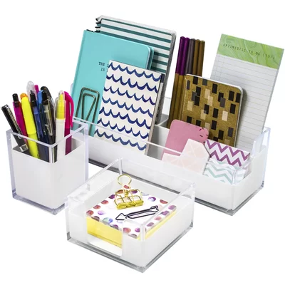 3 Piece Acrylic Desk Organizers Set