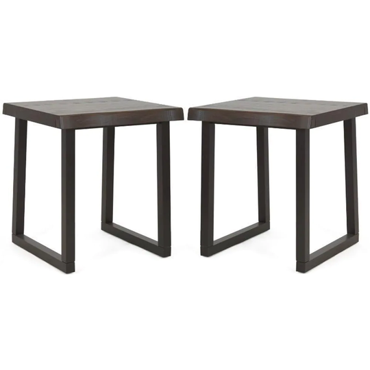 Live Edge Wood End Table in Cherry and Ebony - Set of 2 - 54 x 84