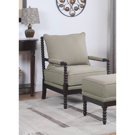 Best Master Furniture Beige/Espresso Wood Upholstered Arm Chair