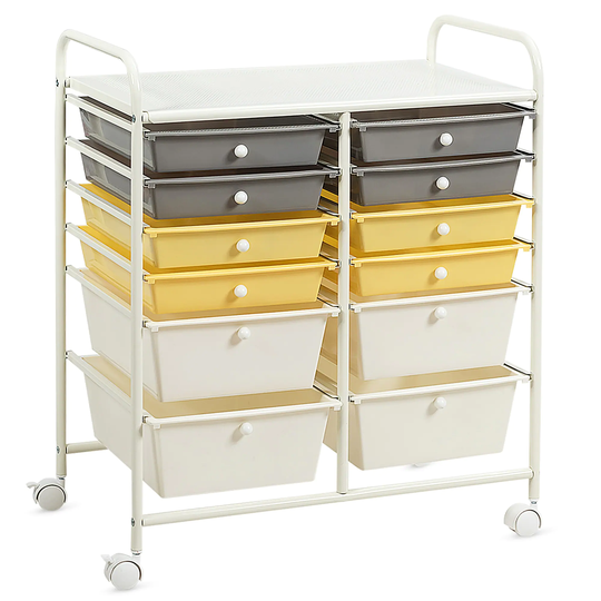 12-Drawers Rolling Storage Cart with Organizer Top