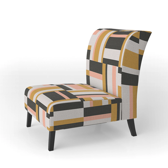 Designart 'Abstract Retro Geometric IX' Upholstered Mid-Century Accent Chair