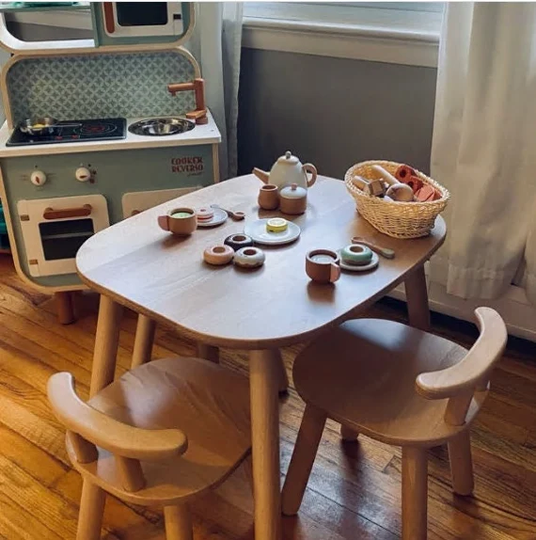 Gifts For Kids Montessori Furniture - Wooden Table & Chairs Set, Wooden Kids Furniture, Table, Toddler Gift