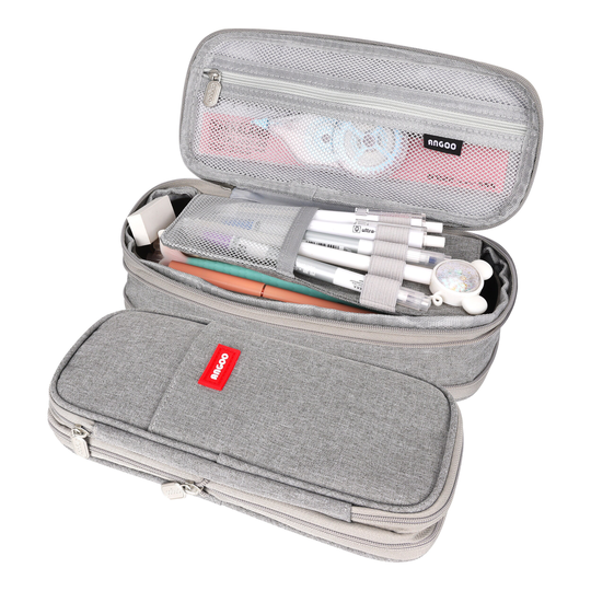 Large Storage High Capacity Bag Big Pencil Pen Case Office College School Pouch Holder Box Organizer | Gray