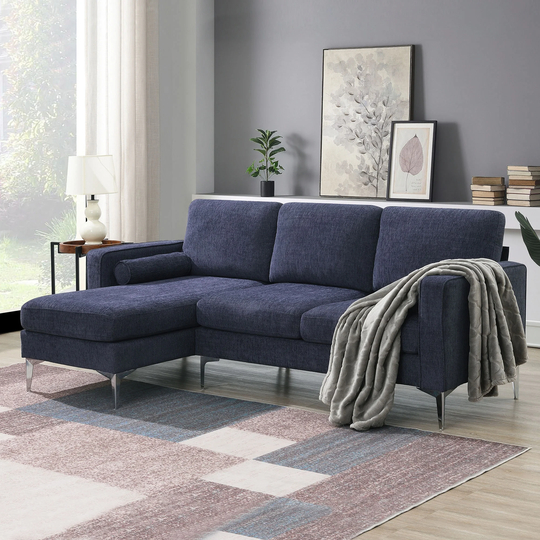 86" Convertible Sectional Sofa with Reversible Chaise and 2 Pillows