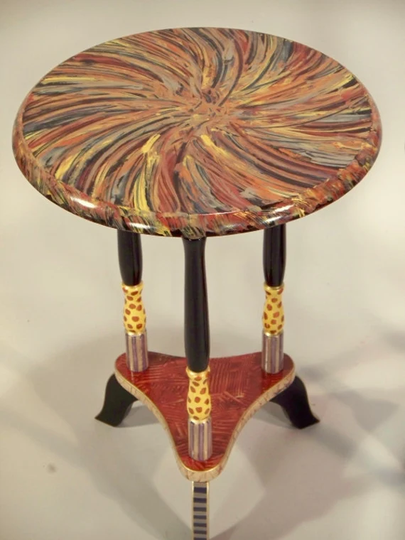 S || Round Tea Table/Drinks Table | Hand-Painted 16x23H As Shown Or Custom Colors