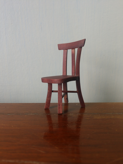 One Dining Or Desk Chair. Vintage Dollhouse Furniture, Miniature Cherry Wood Stain Handmade, Handcrafted 112