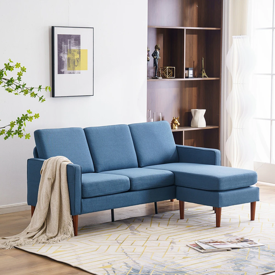 Modern L-shaped Sectional Sofa with Ottoman and Removable Cushions