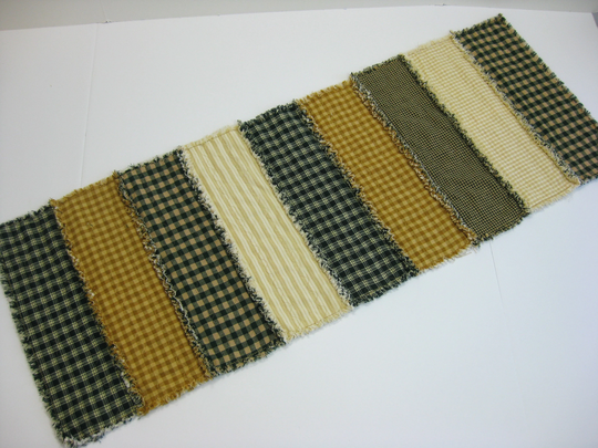 Quilted Table Runner, Green Rag Runner