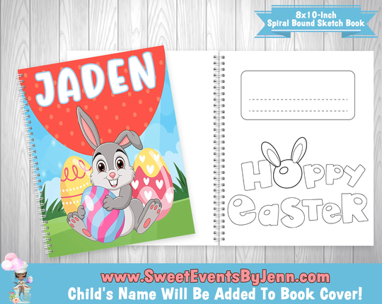 Personalized Easter Coloring Book For Kids - Pages 8 X 10 Inch Spiral Bound Gift