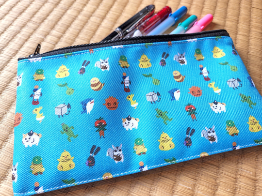 Ffxiv Minion Zipper Pouch Blue Version // Chocobo Tonberry Fat Cat Cactuar Moogle Pencil Case