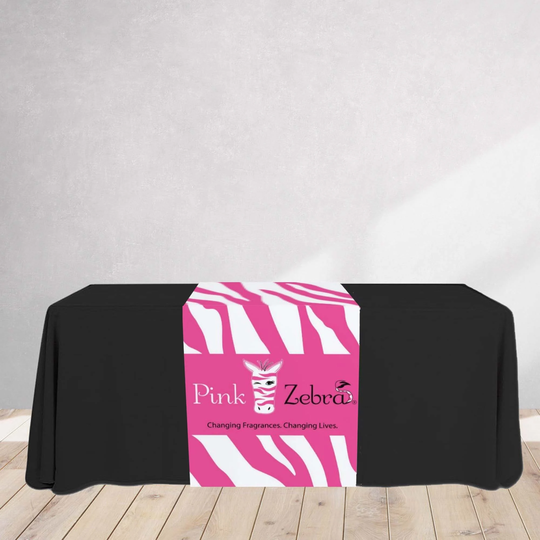 Pink Zebra Table Runner & Black Cloth Combo, Runner, Table Cloth, Street Vendor Event