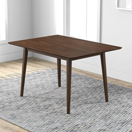 Alessandra Mid-Century Modern Rectangular Solid Wood Dining Table
