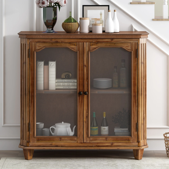 Modern Sideboard Accent Storage Cabinet Wooden Cabinet with Adjustable Shelves