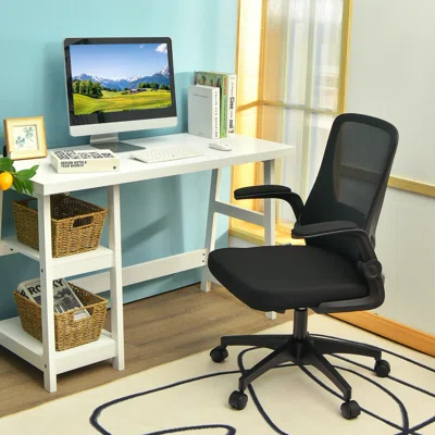 Inbox Zero Mesh Office Chair Swivel Computer Desk Chair W/foldable Backrest & Flip-up Arms