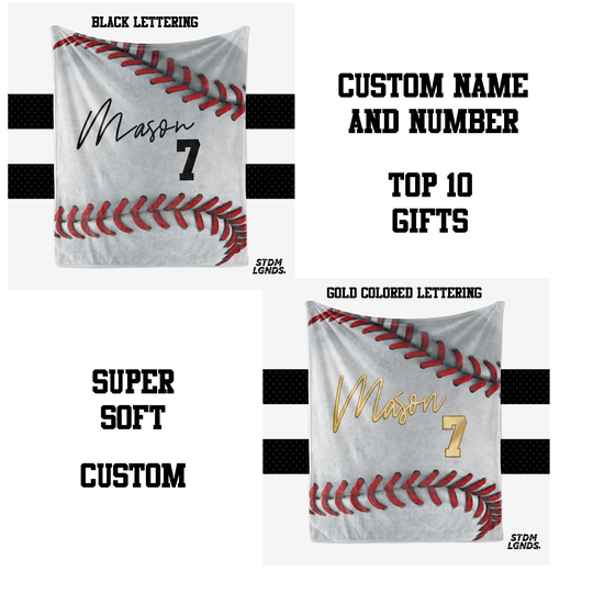Baseball Stitches Blanket - Wall Flag Personalized Multiple Sizes Gift For Baseball Players Fan Gear End Of Year Team Senior Award