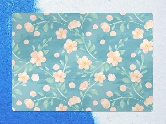 Delicate Flowers Chair Mat, Blue Protective Pink Splat Floral Vinyl Floor Pad, Decorative Comfort Mat