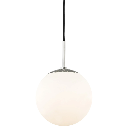 Mitzi by Hudson Valley Paige 1-light Polished Nickel Large Pendant, Opal Glossy Glass