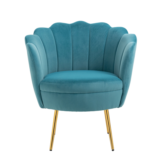 Scalloped Velvet Arm Chair Living Room Accent Chair