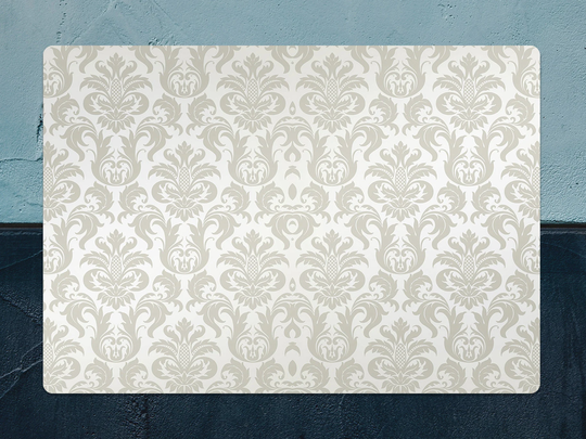 Olive Floral Damask Chair Mat, Beige Vinyl Floor White Protective Art Deco Splat Pvc Decorative Gift Idea