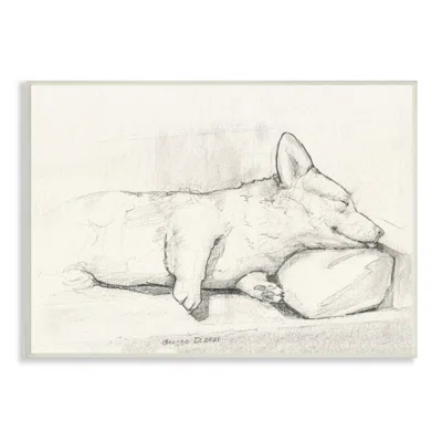 Corgi Dog Lolling Tongue Graphite Pencil Sketch Wall Plaque Art By George Dyachenko