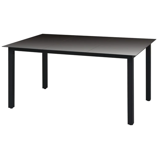 Garden Table Black 59.1"x35.4"x29.1" Aluminium and Glass