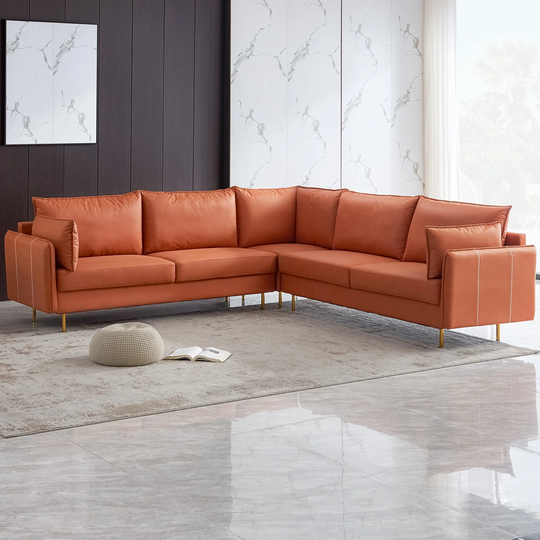 L-Shaped Corner Sectional Technical leather Sofa, MaterialTechnical leather,Metal legs,High density foam, Solid Wood Frame