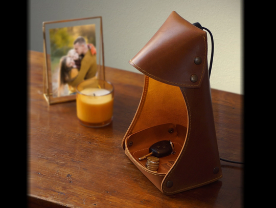 Table Lamp, With Valet Tray, For Bedside Night Light | Rustic Decor Lamp