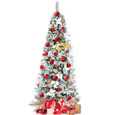 Topbuy 5ft Slim Pencil Tree Hinged Artificial Christmas Tree W/339 Branches Tips