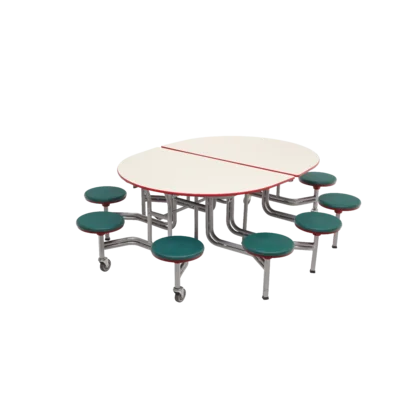 Mobile 94" Elliptical Stool Cafeteria Table