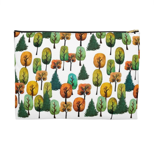 Fall Trees Zipper Pouch | Autumn Pencil Case Cottagecore Cosmetic Bag Witchy Travel Aesthetic Zippered Pouch Decor
