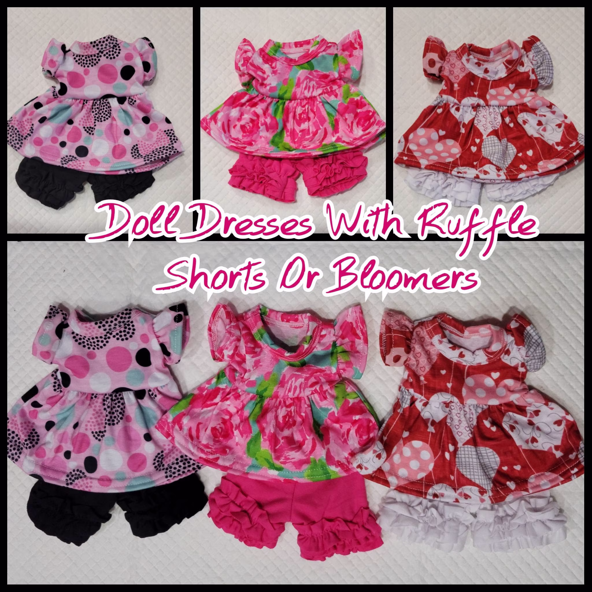 Doll Dress With Ruffle Bloomer Shorts | Several Styles &sold Seperatly