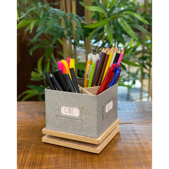 Rae Dunn Rotating Galvanized Pen/Pencil Cup