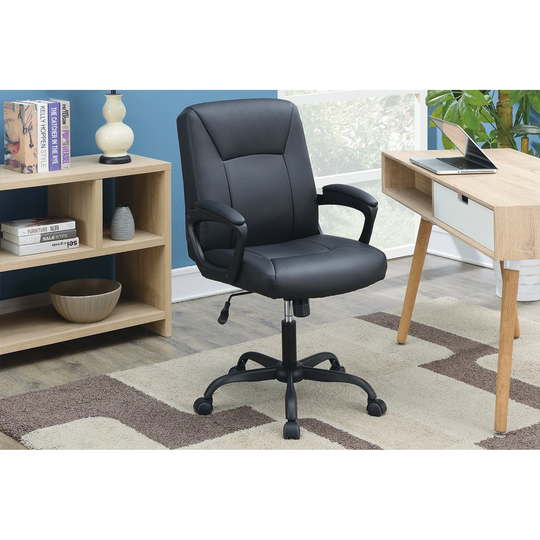 Upholstered Cushioned Comfort Office Chair, Black