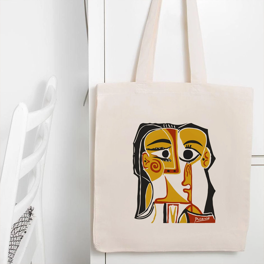 Mzshop - 100% Cotton Tote Bag Picasso Abstract 2 Reusable Artsy Environment Friendly Shopping Art