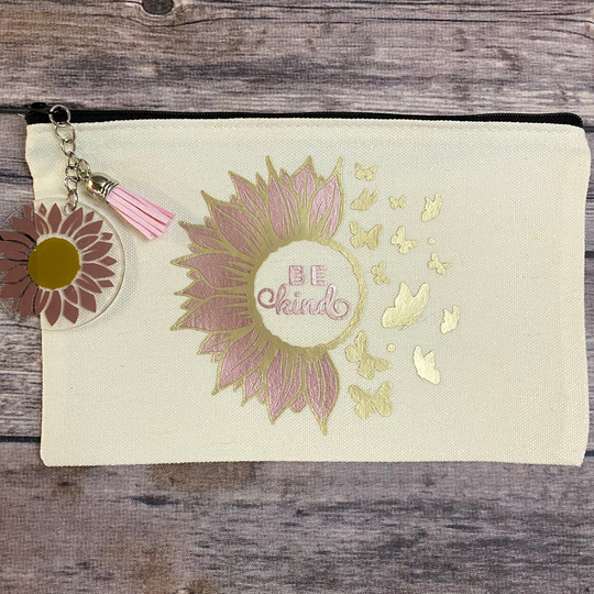 Be Kind Sunflower & Butterfly Pencil Case/Makeup Bag