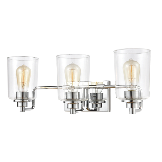 Robins 3-Light Vanity Light in Polished Chrome with Clear Glass