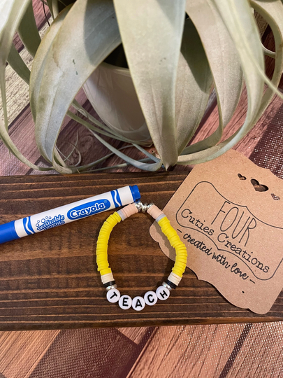 Teacher | Clay Heishi Bead Pencil Bracelet