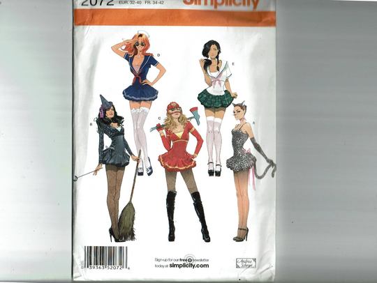 Costumes Super Hero Sailor Witch Cat Oop Uncut Sewing Pattern Sizes 6-14 Simplicity 2072 Andrea Schewe