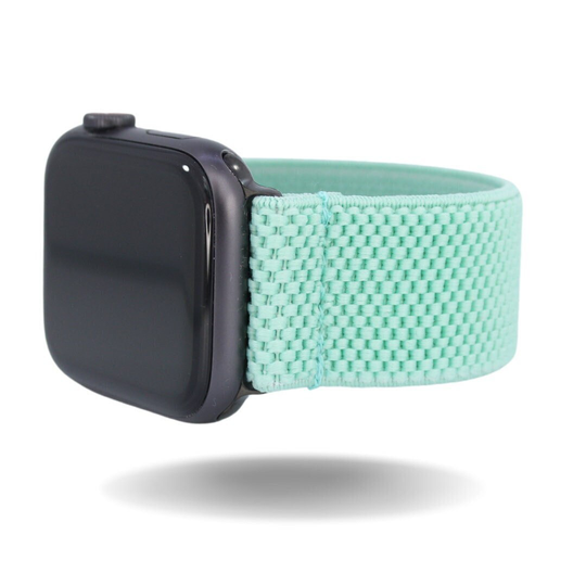 Elastic Watch Band For Apple - All Series | Models 1 8, Se, Ultra Light Green Textured Dots | Handmade Stretchy Comfy Strap