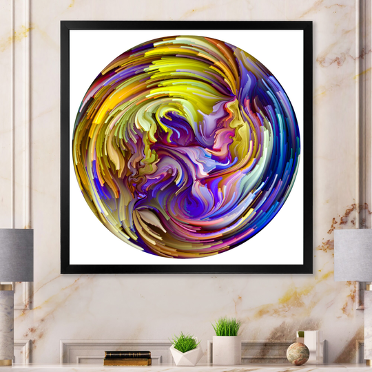 Designart 'Circle Colorful Liquid Color VII' Modern Framed Art Print