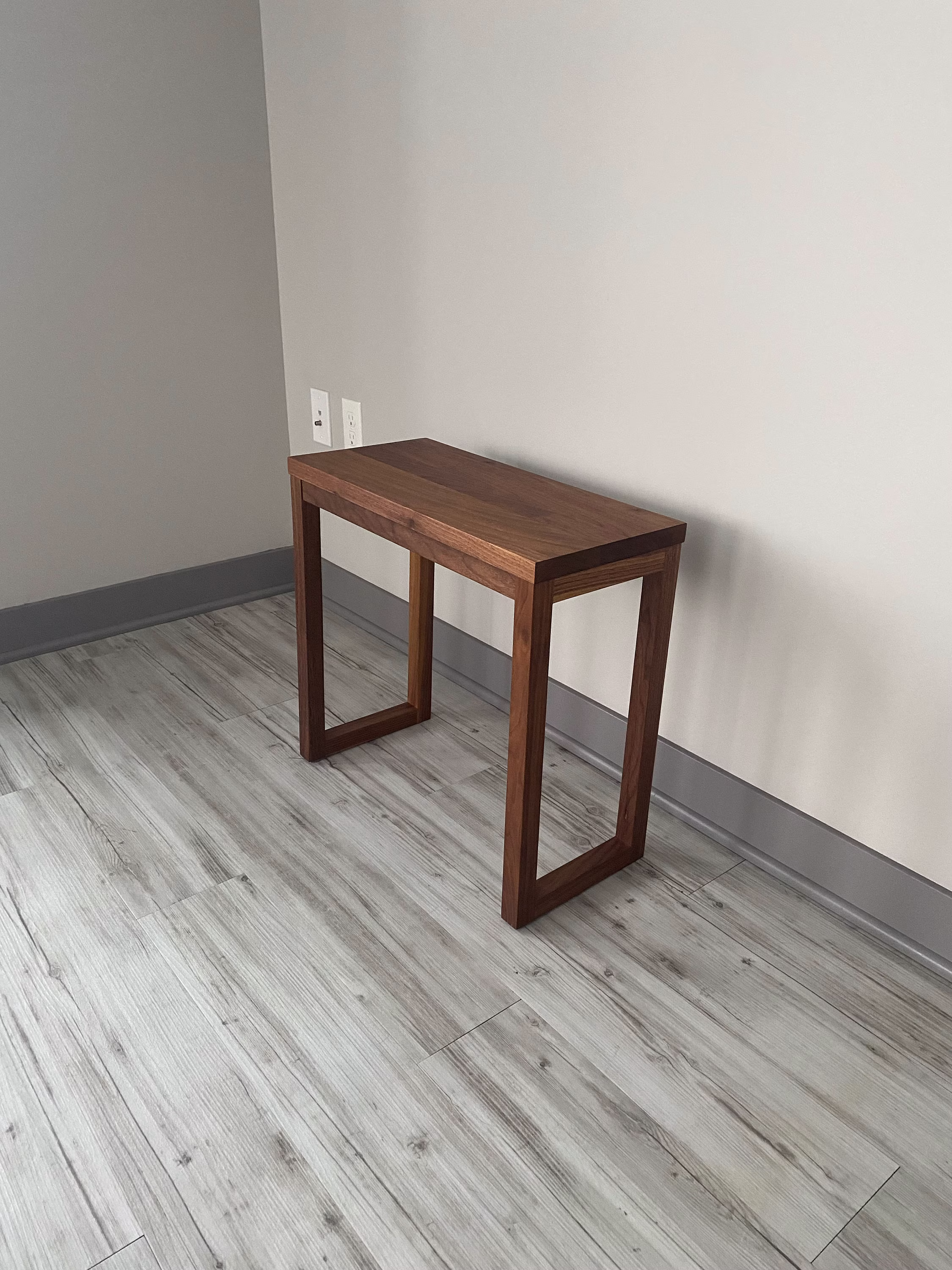 Modern Solid Walnut End Table "Skinny"