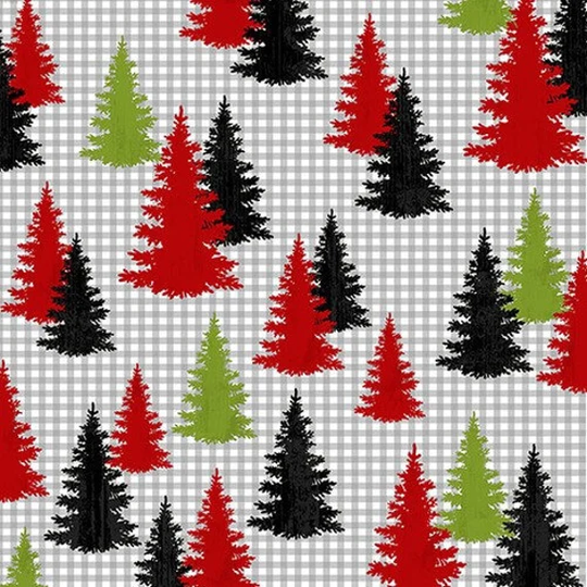 Winter Elegance By Henry Glass, Colored Trees Flannel Fabric, F9533-98, Christmas Quilt Fabric