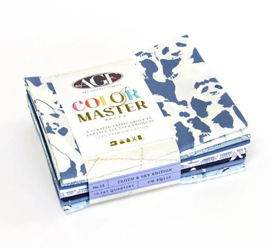 Cloud & Sky Color Master Fat Quarter Bundle By Art Gallery Fabrics - Blue Fabric Modern Quilting