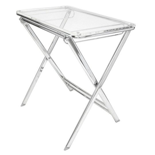 LeisureMod Victorian Lucite Acrylic Foldable End Side Table Tray