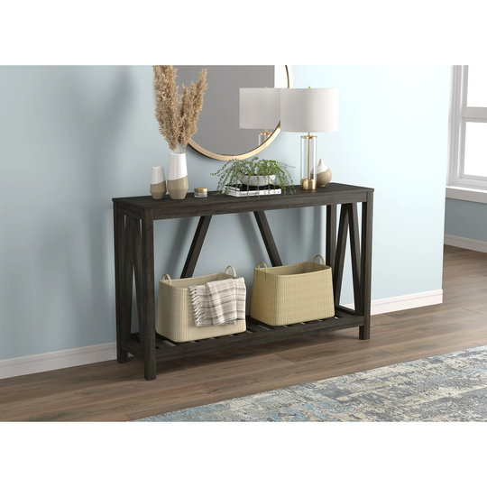 Entryway Table/Console Table-52"Long/Dark Grey with 1 Shelf - 52" x 13.8" x 32 "